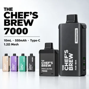 CHEF’ BREW 廚師佳釀 7000口一次性電子煙 ｜ 3ml防漏磁吸煙彈 400mAh Type-C恆壓快充